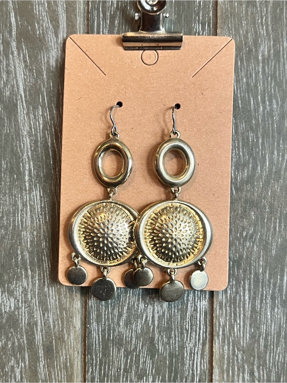 Vintage Gold-Tone Textured Circle Dangle Earrings - Women Jewelry